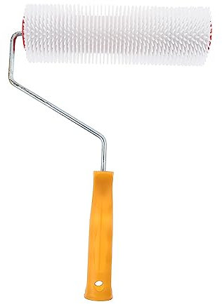 WOONEKY Self-Leveling Spiked Cement Floor Roller Brush 9 Inch Nail Screed Defoaming Tool Handle for Epoxy Flooring and Concrete Surface Random Color