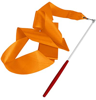 XINCXIN Tanzbänder, rhythmisches Gymnastikband, rhythmisches Gymnastikband, Tanzbänder mit Wirbelstab, Streamer, Baton Art, 4m (lila)(Color:Orange)