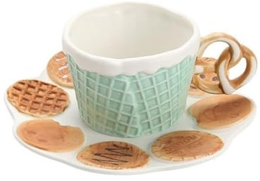 YQINQIN83B Cute Coffee and Tea Mug Creative Biscuit-shaped Ceramic Household Snacks Cake Plate Afternoon Tea Set Dinner Plate Cup Exquisite Black Tea Cups Big Tea Cup for Office and Home(01,B)