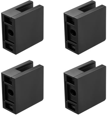 VEVOR Pinces à verre carrées pour garde-corps en verre trempé de 8 à 12 mm, 40 pcs, pince de montage de verre en acier inoxydable 304, épaisseur de 3 mm pour balcon, jardin, piscine, escalier, noir