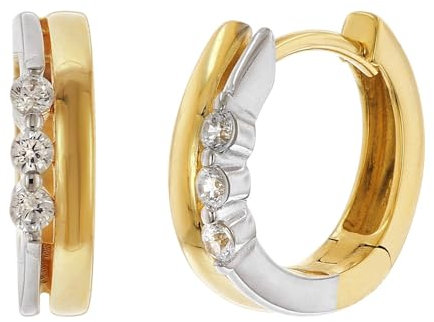 trendor Damen-Ohrringe 333 Gold Bicolor Klapp-Creolen wunderschöner Ohrschmuck für Frauen, edle Geschenkidee und tolles Accessoire, 68468