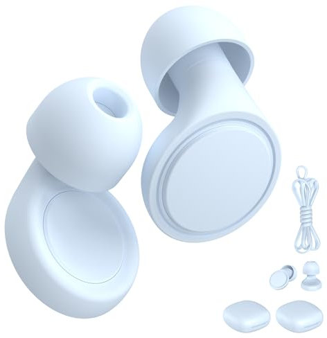 Jayine Ear Plugs for Sleep 2 Pairs, Reusable Noise Cancelling Earplugs Hearing Protection 25dB, Removable Soft Silicone Earplugs for Concerts, Focus, Noise Sensitivity, 16 Ear Tips in S/M/L - Blue