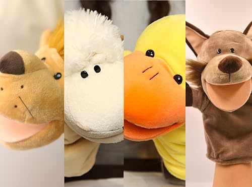 LOMTRATS Handpuppen für Kinder, Kleinkind enthält Wolf, Tiger, Löwe, AFFE und bewegliche offene Münder, perfekt zum Geschichtenerzählen, Unterrichten, im Vorschulalter und als Geburtstagsgeschenk