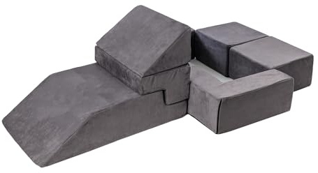 MEOWBABY Modulares Sofa für Kinder - Weiche Schaumstoffbausteine zum Spielen, Velvet, Grau