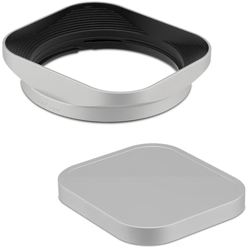 Haoge Paraluce quadrato in metallo a baionetta per Fujifilm Fuji Fujinon XF 18-55mm F2.8-4.0 R LM OIS & XF 14mm F2.8 R Lens argento su X-Pro3 XT5 XT4 XT50 X-T30 X-E4 X-H2, con tappo LH-X13