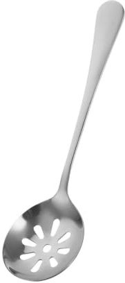 Inoxidable Cuchara Acero Ranurada Servir Pequeña | Plata, Acabado Liso sin Rebabas, Compacta y Fácil de Guardar, para Postres y Aperitivos