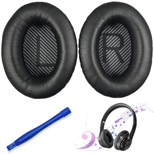 SHENSAIGO Ersättningskuddar för Bose Quietcomfort 35, svart reservdyna, hörlurar öronkuddar med proteinläder och brusreducerande skum, kompatibel öronkuddar klädsel för Bose QC25 QC15 AE2