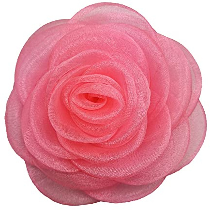 Kabelife Damen Rose Broschen Ansteckblume Blume Corsage Blume Haarspange Haarklammer Haarclip Haarschmuck für Hochzeit Bankett Party 10CM (Pink)