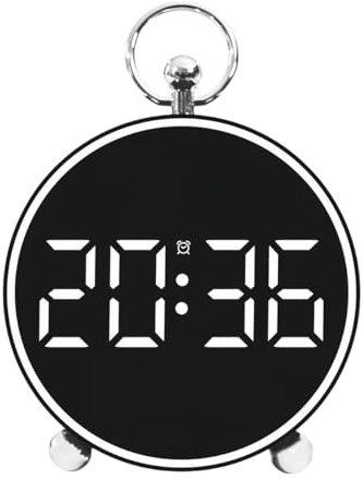 YHFITN Sveglia digitale a LED con data, temperatura, funzione snooze, controllo vocale, dimmer, montaggio a parete/tavolo, compatta e leggera, famiglia (Bianco)