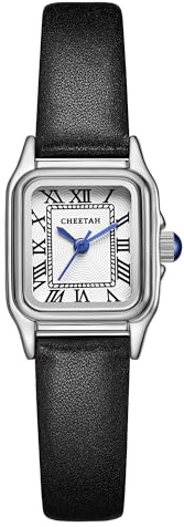 CHEETAH Armbanduhr Damen Kleine Analoge Quarz Uhr Damen mit Vintage-Lederarmband, Rechteckiges Gehäuse, Römisches Zifferblatt, Digitale wasserdichte Armbanduhr für Frauen und Mädchen