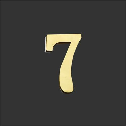 Self Adhesive House Numbers Sticker 3 Inch Golden Brass Door Number 3D Modern Mailbox Address Sign for Outside Apartment Wall Decor Yard Post Street Garden Office Outdoor Room(7)