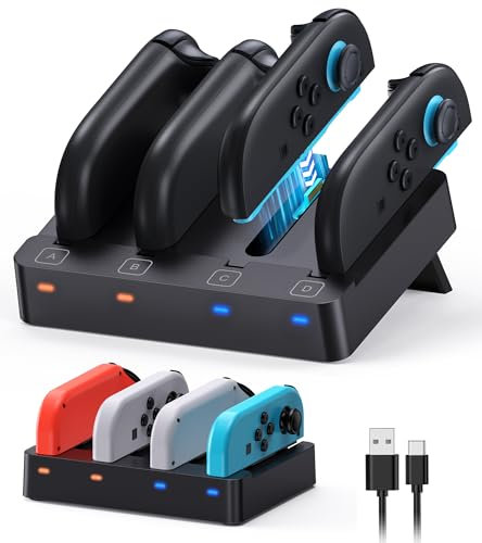[Both Switch 2/1] Dock de Charge Magnétique pour Les Manettes Nintendo Switch 2/1/OLED, Station de Charge Horizontale pour Manettes joycon Switch 2,Dock de Charge Rapide avec Lumière Indicateur LED