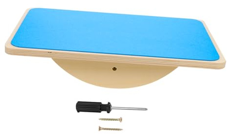 Yardwe Wooden Balance Board Seesaw for Toddlers Kids Sensory Training Toy Blue Balance Plate