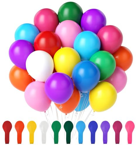 Oamwrae 110 Pièces Ballons Anniversaire Multicolores, 12 Pouces Ballons de Baudruche, Ballon Helium pour Decoration Anniversaire, Remise de Diplôme, Baby Shower, Mariage