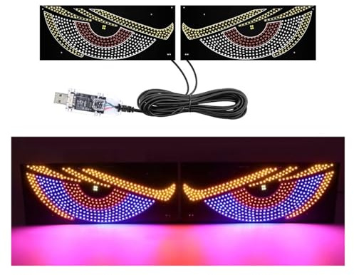 Faro Principale Display LED Flessibile USB Per Parabrezza, Luce Dinamica Big Devil Eyes Auto Camion Luci Di Segnalazione Stroboscopiche Automatiche Fanale Proiettore(Blue)