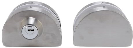 Blocco della Porta in Vetro, Serratura a Scorrimento a Spinta Senza Cornice, per Vetro Temperato da 10-12 Mm, Finitura in Argento a Doppio Bullone in Acciaio Inossidabile