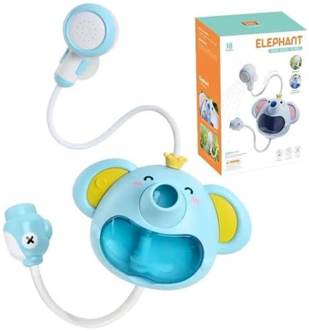 QUXVUIS Dusche Duschspielzeug Wechsel zwischen Blasen und Duschkopfmodus Kleiner Elefant Duschwasserspielartefakt ABS