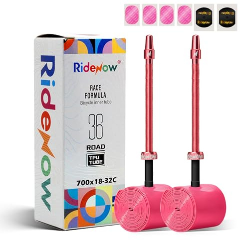 RideNow 36g TPU Schlauch Rennrad Kompatibel mit 700x18/23/25/28/30/32C, 2 Pack 700C Ultraleichter Fahrradschlauch mit Presta Ventil 85mm