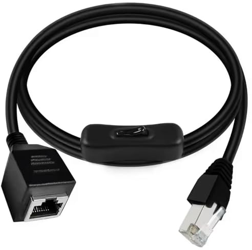 CABLEPELADO - Cable de Red RJ45 con Interruptor ON/OFF de 50cm – Cable Ethernet Macho a Hembra con Botón de Encendido/Apagado para Control Rápido de Conexión