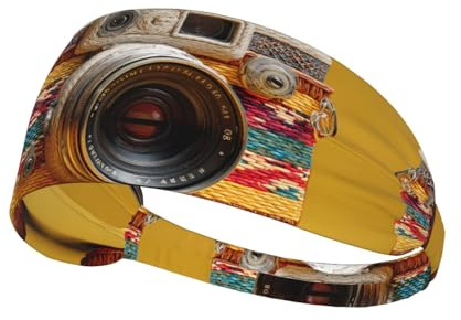AKGFFDS Bandeau élastique tressé pour homme et femme Motif appareil photo rétro Séchage rapide