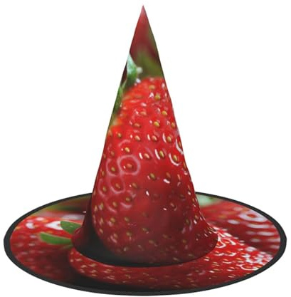 aabkjgfr Red Strawberry Fruit Print Guide Hat,Adult Halloween Witch Hat,Suitable For Parties,Carnival,Masquerade,Role Play