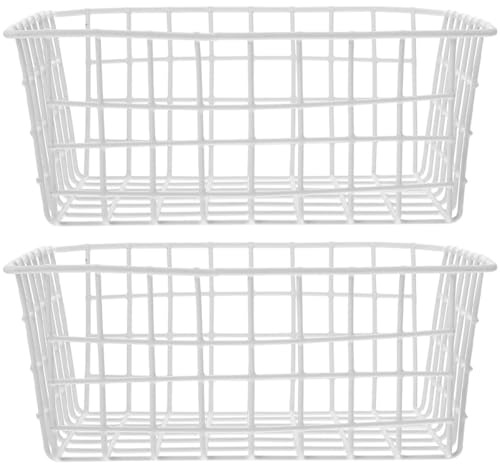Housoutil Separador Congelador Horizontal Organizadoras de Alambre Cesta de Metal 2 Cestas para Almacenamiento Flexible en Cocina y Refrigerador para Frutas y Verduras