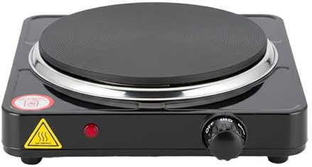 BRICOZONE Fornello Elettrico Piastra 1500W Con Piastre In Ghisa Termostato Regolabile Struttura In Acciaio Riscaldamento Rapido E Uniforme Ideale Per Campeggio Casa Vacanza Camper (1500 W)