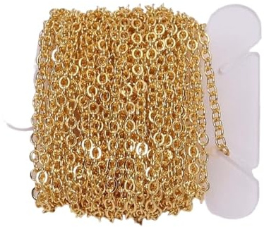 5 m/5,47 Yards 1, 2,0, mm ovale Gliederkette aus Messing zur Schmuckherstellung, DIY-Materialien, Zubehör(Gold,1.5mm x 5m)