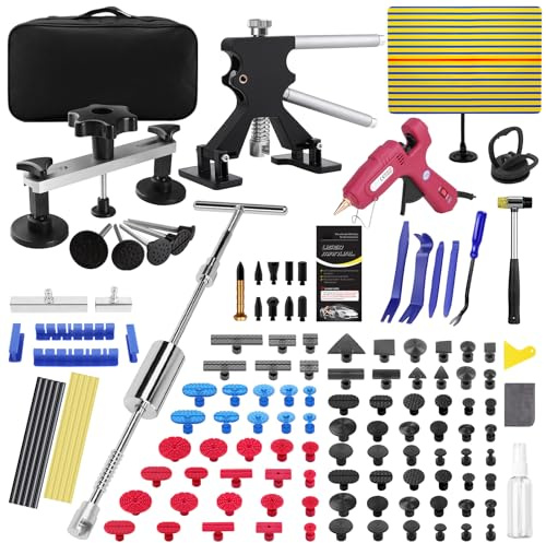 PDR TOOLS Kit Débosselage sans Peinture pour Voiture – Outils de Débosselage Carrosserie avec Marteau Extracteur, Ventouses et Accessoires, Kit Réparation Carrosserie pour Surfaces Métalliques