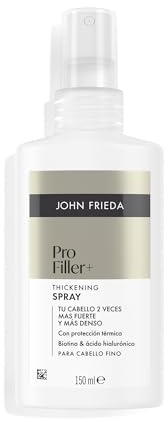 John Frieda Pro Filler+ Spray Densificador | Aumenta Fuerza y Densidad Capilar | Cabello Más Grueso y Resistente | Con Biotina y Ácido Hialurónico | Cabello Fino | 150 ml