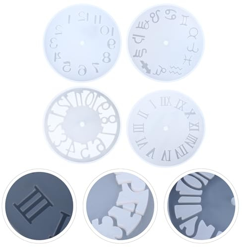 iplusmile Silikonform Uhr 4 Stück Epoxidharz Gießform 6X6 Zoll für Selbstgemacht Basteln und Heimdekorationsprojekte mit Römischen Ziffern und Sternbildern