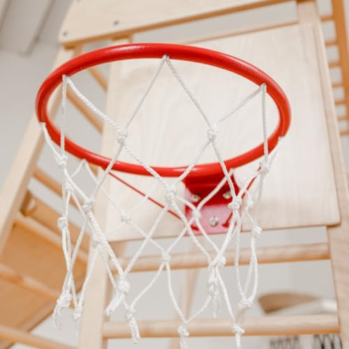 KIDWOOD Basketballkorb Zubehör aus Holz, Natürliches Design für Kleinkinder ab 12 Monate, für Indoor Klettergerüst, Kinder Spielzeug