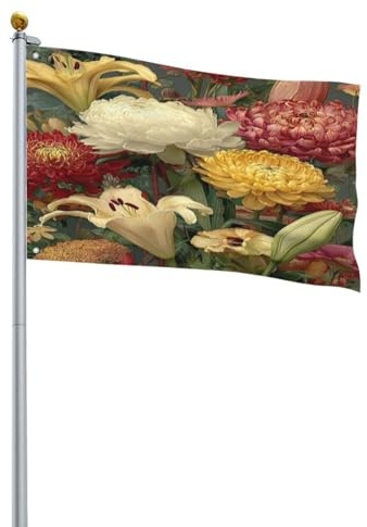 Bunte Chrysanthemen-Blumenflagge, 60 x 91 cm, farbecht, mit Ösen, für draußen, Party-Dekoration, Bar, Garten, Straße, Rasen, Veranda, Balkon, Zuhause, Innen- und Außenbereich, Festival-Dekoration
