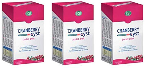 ESI - CRANBERRY CYST 3 CONFEZIONI DA 16 POCKET DRINK funzionalità vie urinarie, drenaggio dei liquidi e difese dell'organismo