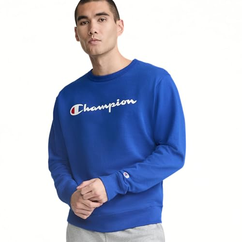 Champion Herren Crewneck Sweatshirt Fleece Hoodie Sweatshirt Herren Script Logo (Reg. Oder Groß und Groß) Sweatshirt (1er Pack)