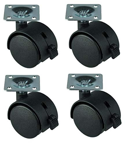 HRB 4er Set Lenkrollen mit Bremse, Möbelrollen klein mit max. Tragkraft 100 Kg/Rollensatz, drehbare Rollen für Möbel mit Raddurchmesser von 40 mm, Transportrollen aus Kunststoff