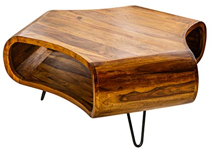 invicta INTERIOR Massiver Couchtisch Organic Living Sheesham Palisander Hairpin Legs Retro Wohnzimmertisch Tisch Holztisch BxHxT: 90 x 38 x 80 cm