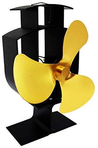 Tubayia Powerless 3-Blade Fan Stove Fan for Wood Stove Fireplace, Yellow