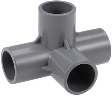 sourcing map 4-Way Elbow PVC Pipe Fitting Furniture Grade 20mm Size Tee Corner Fittings Gray 10Pcs