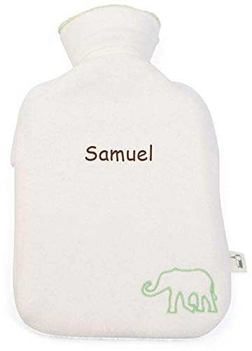Grünspecht Bio-Kinder-Wärmflasche mit Namen personalisiert, 0.8 l, Naturkautschuk, beige 640-00