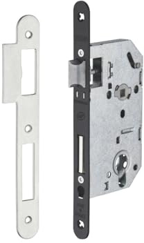 Boîtier de Serrure MONOMAX NF Axe 50 Version Cylindre - Coffre Galvanisé, Têtière Époxy Noir Granité - Modèle Encastrable pour Porte d'Entrée - Made in France - Finition Noire - THIRARD