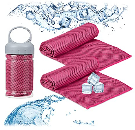 Relaxdays Asciugamano Rinfrescante, Set da 2, Asciugamani Refrigeranti da Collo, per Sport e Fitness, 90x30 cm, Pink