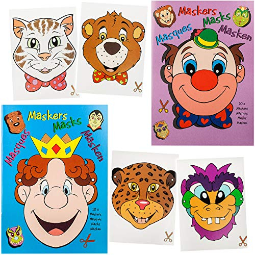 alles-meine.de GmbH 2 Stück große XL - Bastelbücher - Masken selbst basteln/ausschneiden - tolle Tiere und Figuren - Bastelheft - Kindergeburtstag Karneval Fasching - für Kin..