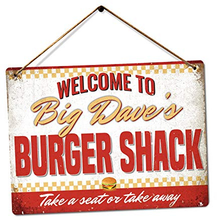 Customised Burger Shack - Personalised Diner Sign – Small Twine | Printed Metal Wall Sign Plaque