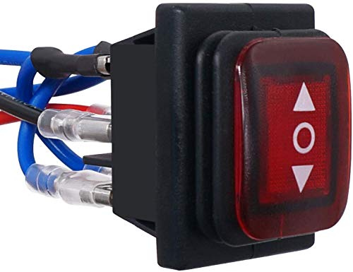 Taiss interrupteur à bascule inversé de polarité à verrouillage étanche Commande de moteur à courant continu 6 broches 3 positions 10A avec lumière LED rouge ON-OFF-ON avec fil KCD4-203NW-R-JT