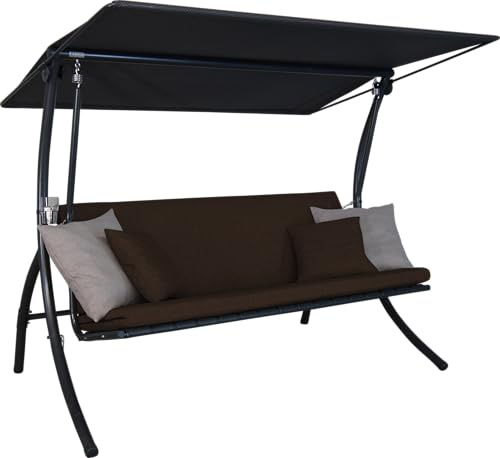 ANGERER Hollywoodschaukel Motion Smart braun | Gartenschaukel Made in Germany, Schaukel zum Sitzen, Liegen und Entspannen, inklusive Bett-Funktion, einfache Montage