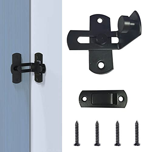 TONAUP Edelstahl Türriegel, Riegelschloss Klein Schiebetür Schloss 90 Grad Türschloss Innentür Flip Latch mit Fester Schraube, Bolzenriegel Schwarz für Scheunen-Schiebetür, Weinschrank