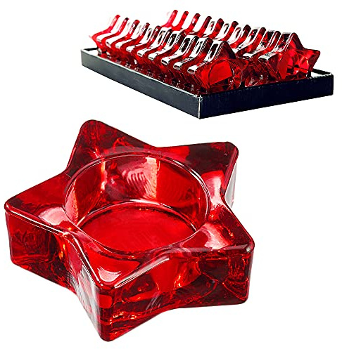 Teelichthalter Stern 20er Set | Glas rot 8x2cm | Kerzenständer Weihnachtsdeko Sternenform