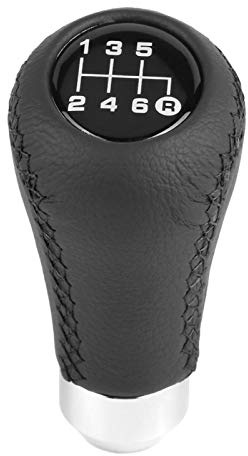 Pomello Cambio Universale 6 Marce in Pelle, Nero | Impugnatura Ergonomica Con Rivestimento In Pelle Pu, Adattatori Da 8, 10, 12 Mm Inclusi, Leva Del Cambio For Trapianto Tuning