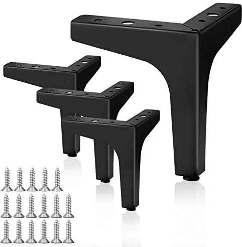 4 stycken svarta möbelfötter 10 cm, triangulära möbelben, metall, gör-det-själv ersättning för skåp fötter, bordsben för TV-skåp, sofffötter andra möbelben (svart 4 st– 10 cm)